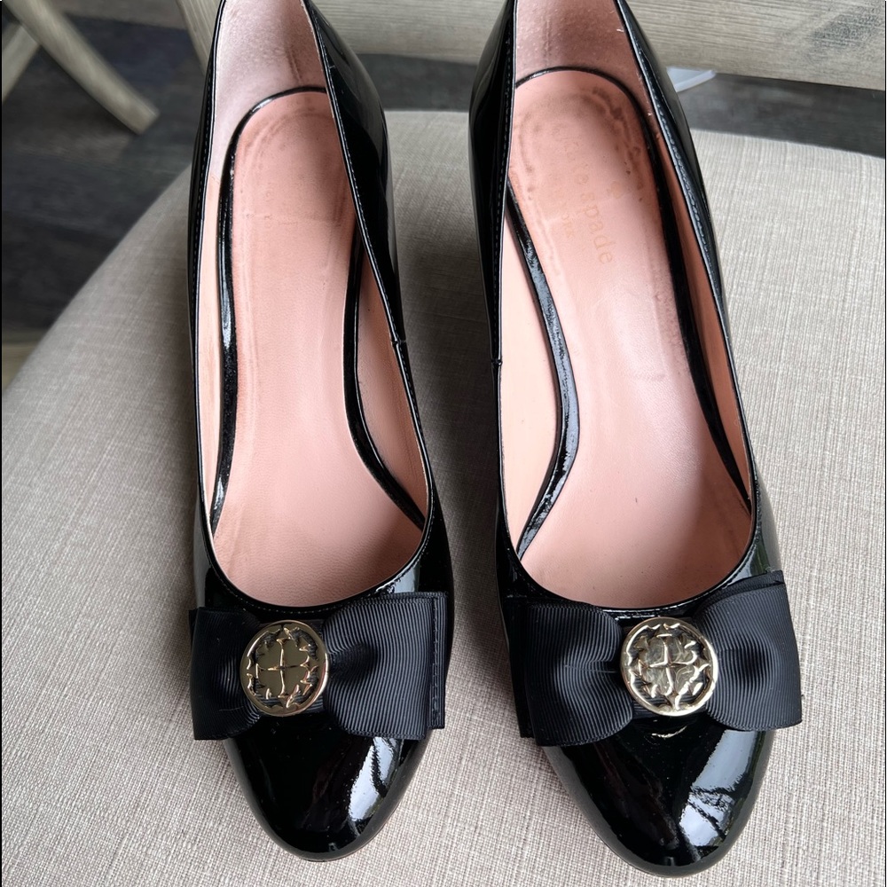 Kate Spade Black Patent Leather Wedge Heel